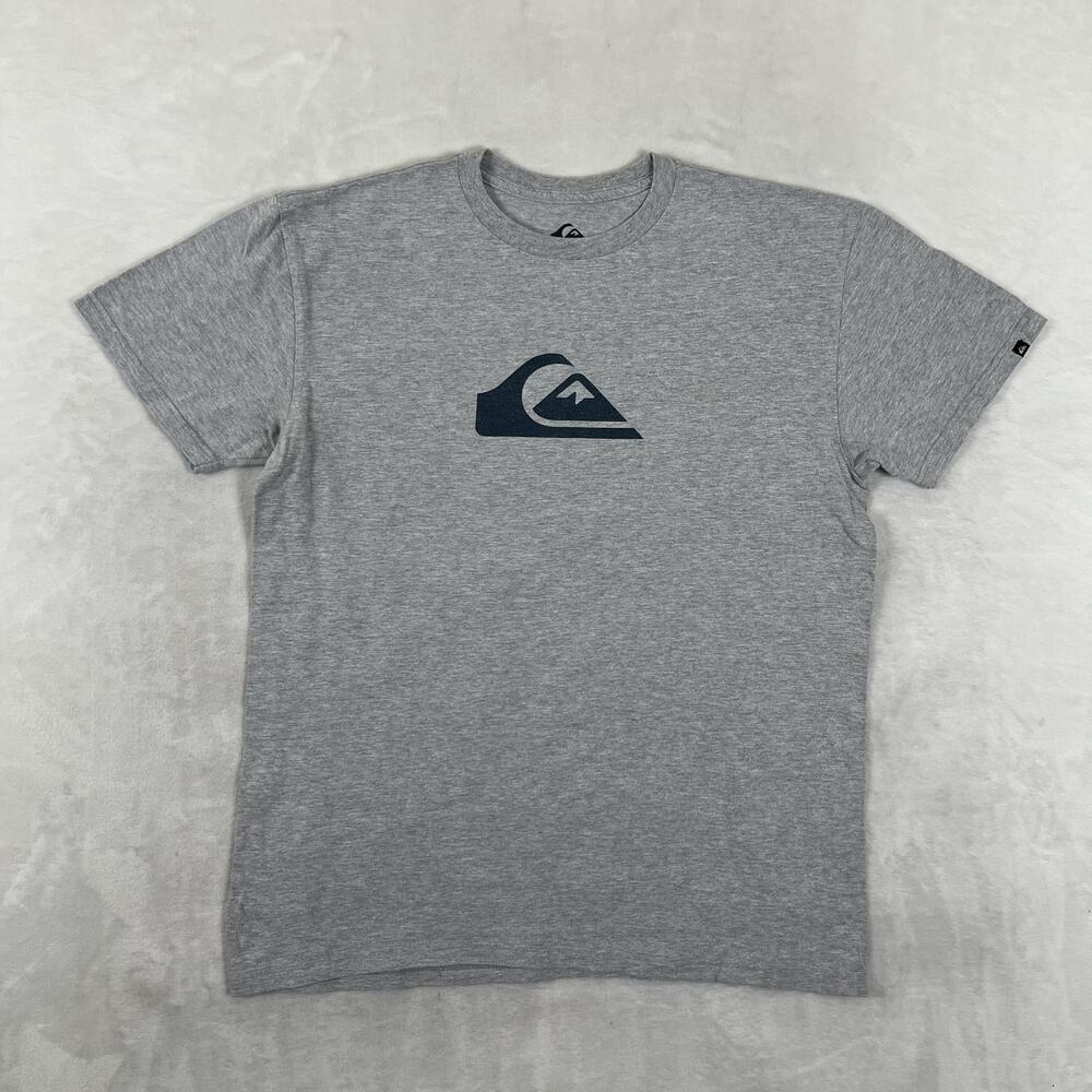 Quiksilver T-Shirt Mens Large Gray Heather OG Logo Surf Graphic Y2K Retro
